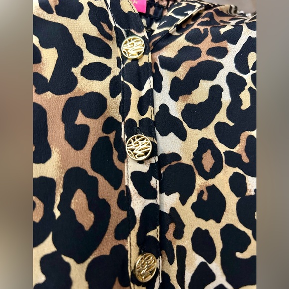 Lilly Pulitzer Leopard Print, Elsa shirt - 100% silk - Picture 4 of 8